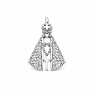 PINGENTE NOSSA SENHORA CRAVEJADO SEMI PRATA P