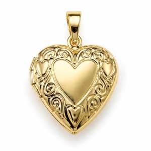 PINGENTE RELICARIO 1 CORACAO DETALHADO SEMI OURO