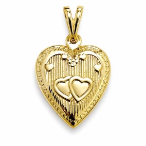 PINGENTE RELICARIO 2 CORACOES SEMI OURO