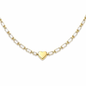 PULSEIRA RIVIERA BAGUETE CORAÇÃO SEMI OURO