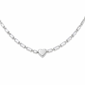 PULSEIRA RIVIERA BAGUETE CORAÇÃO SEMI PRATA