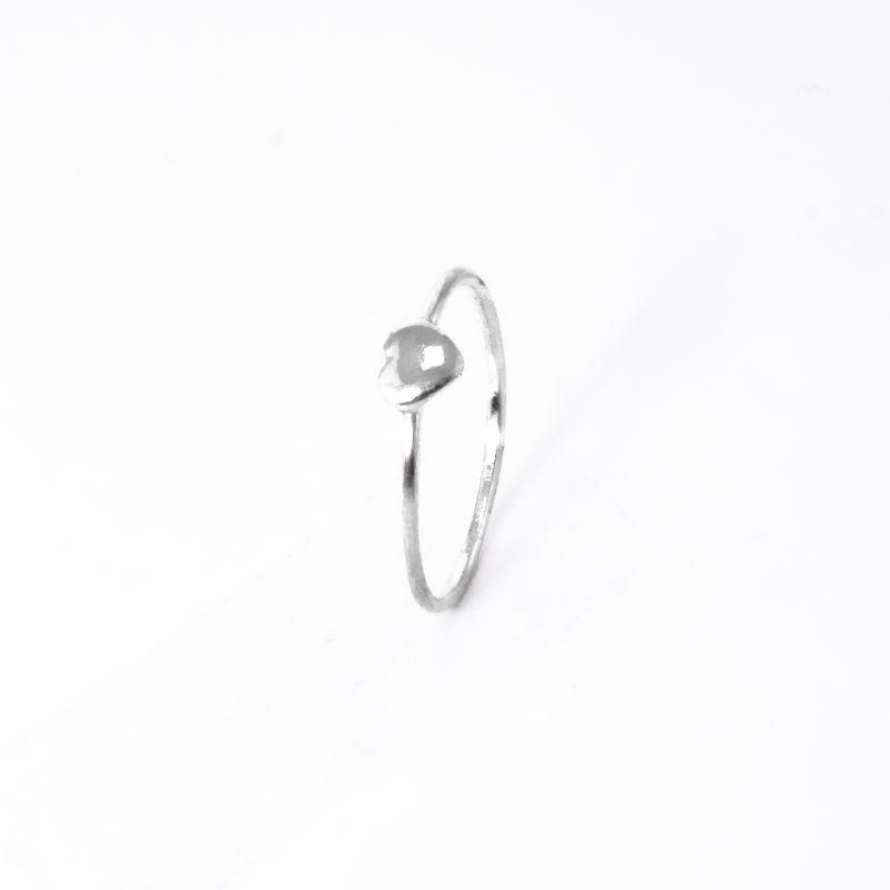 ANEL CORAÇÃO LISO PRATA 925