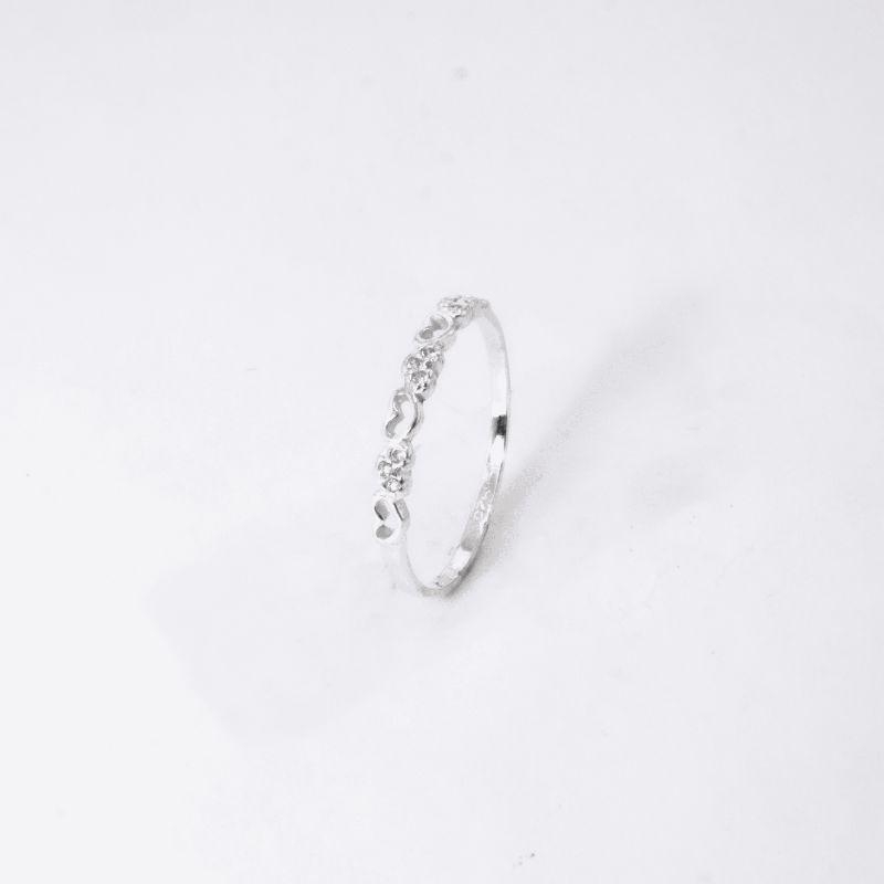 ANEL CORAÇÕES LISO E CRAVEJADO INTERCALADOS PRATA 925