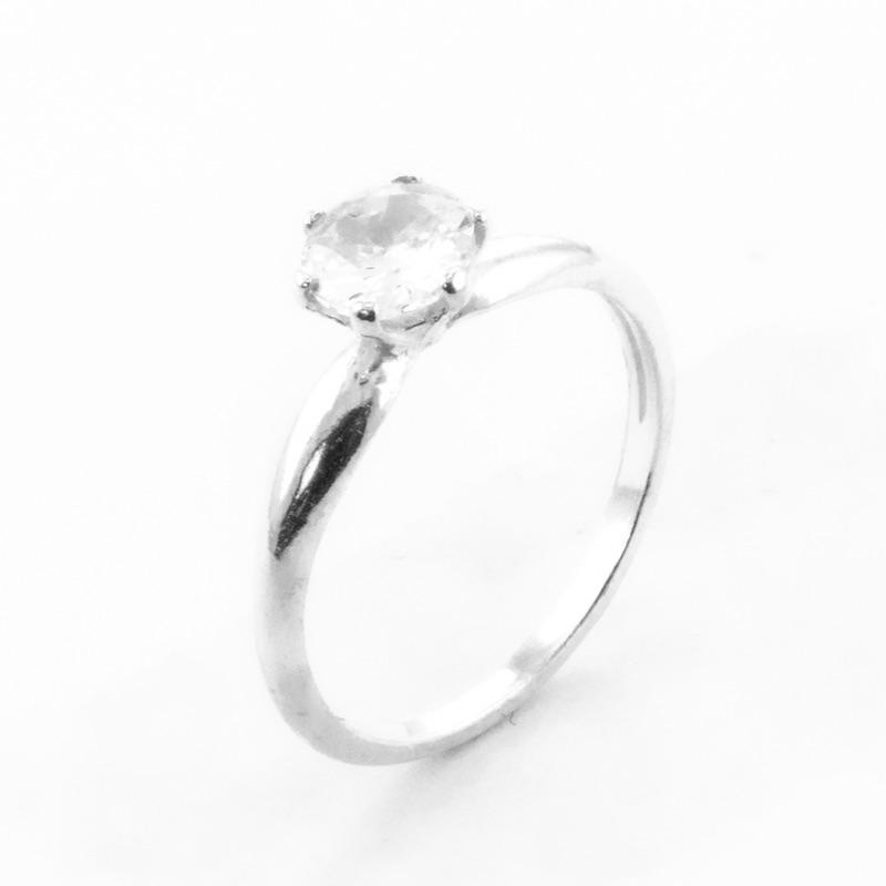 SOLITÁRIO PRATA 925 - ZIRCÔNIA 6MM - ARO LISO