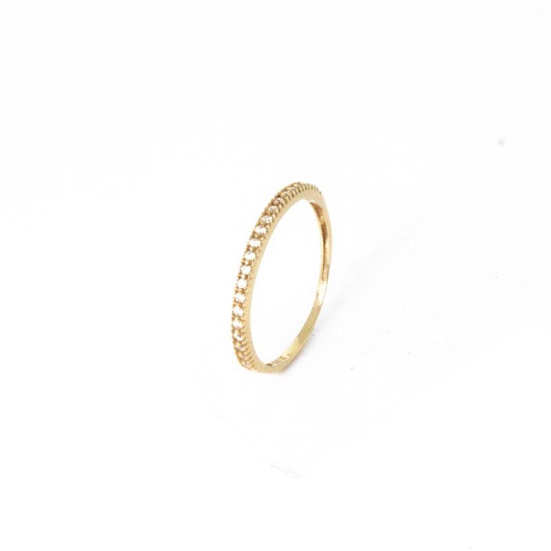 ANEL APARADOR SIMPLES CRAVEJADO OURO 18K