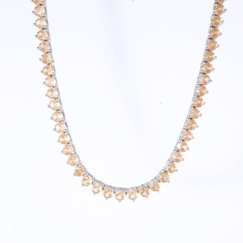 COLAR RIVIERA 3 PONTAS CITRINO MARROM 42CM