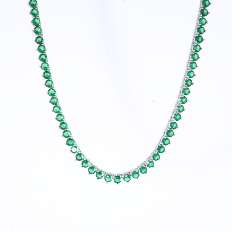 COLAR RIVIERA VERDE 3MM 3PONTAS/ EXTENSOR 42CM