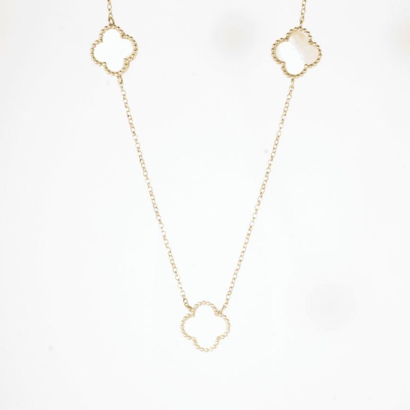 COLAR TREVO MADREPEROLA G OURO 18K