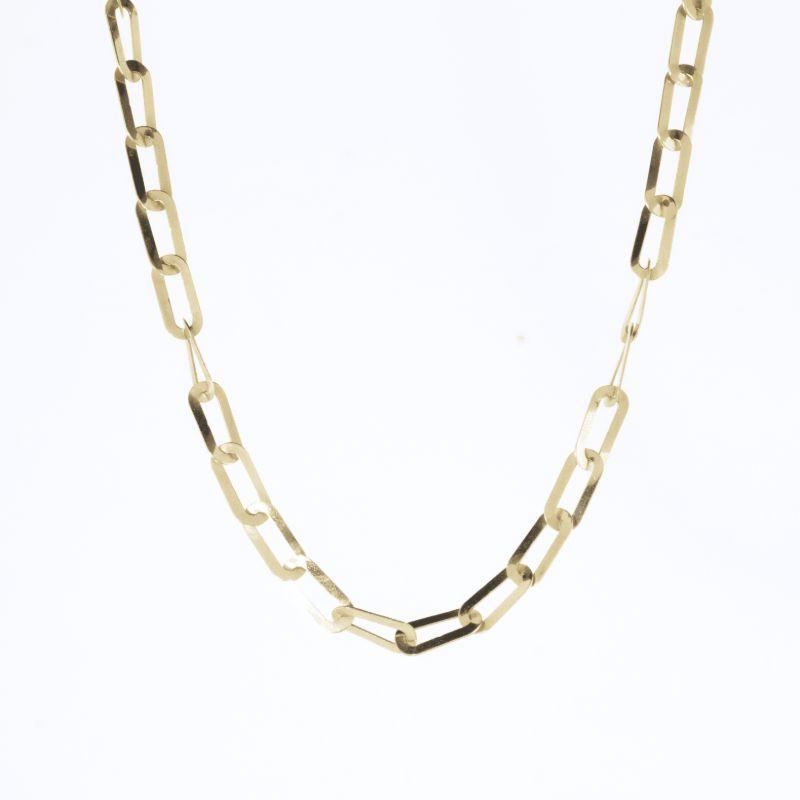 CORRENTE MASCULINA LÂMINADA OVALADA 3,3MM OURO 18K 60CM