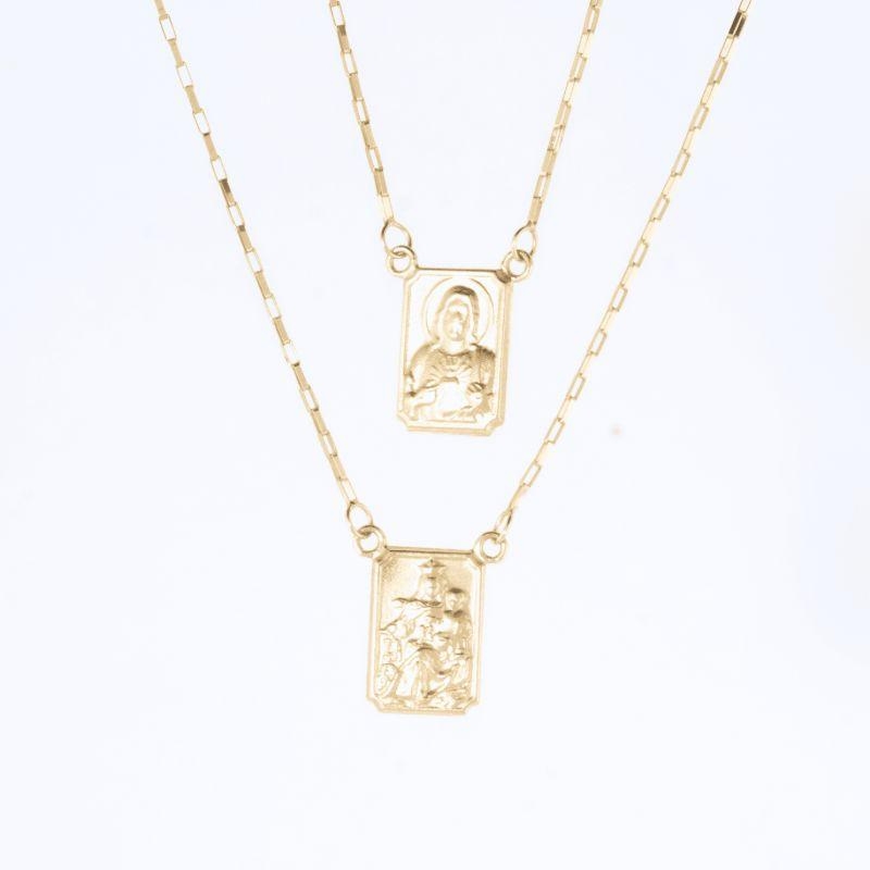 ESCAPULARIO SAGRADO CORACAO DE JESUS MEDALHA 60CM OURO 18K