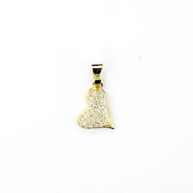 PINGENTE CORAÇAÕ M CRAVEJADO UM LADO MAIOR QUE O OUTRO