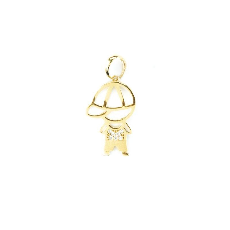 PINGENTE MENINO GG CRAVEJADO COM 7 ZIRCÔNIAS 2,75CM OURO 18K