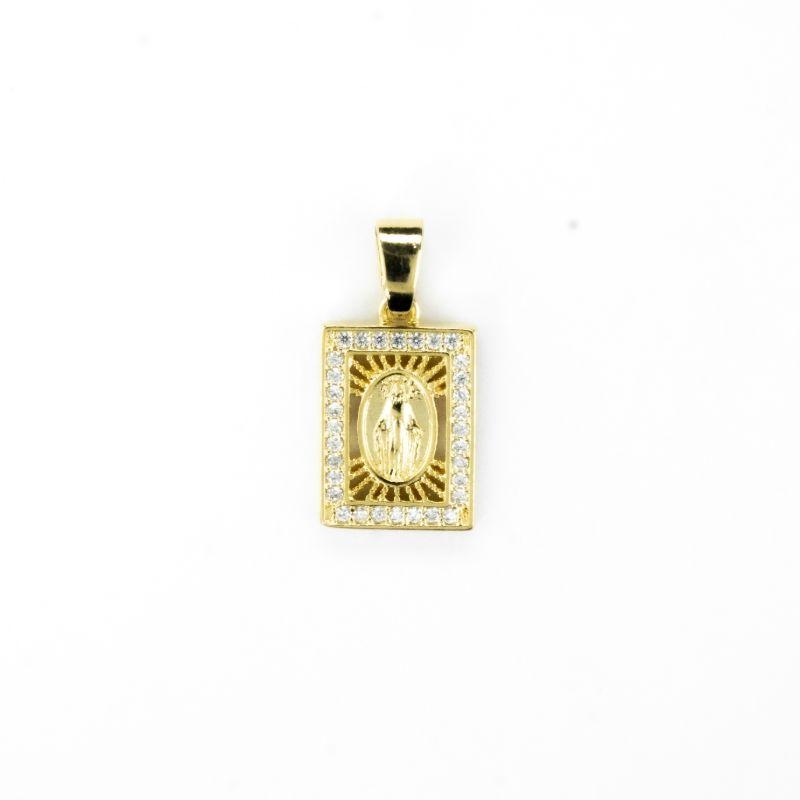 PINGENTE QUADRADO NOSSA SENHORA DAS GRACAS COM ZIRCONIAS