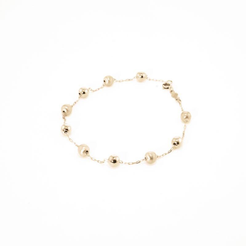 PULSEIRA BOLINHA FOSCA E LISA INTERCALADAS 20CM OURO 18K