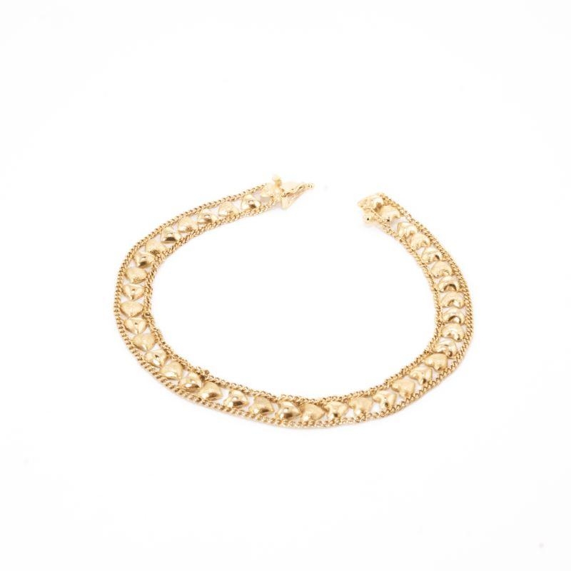 PULSEIRA CORACOES LISO E COM DETALHES 19CM OURO 18K