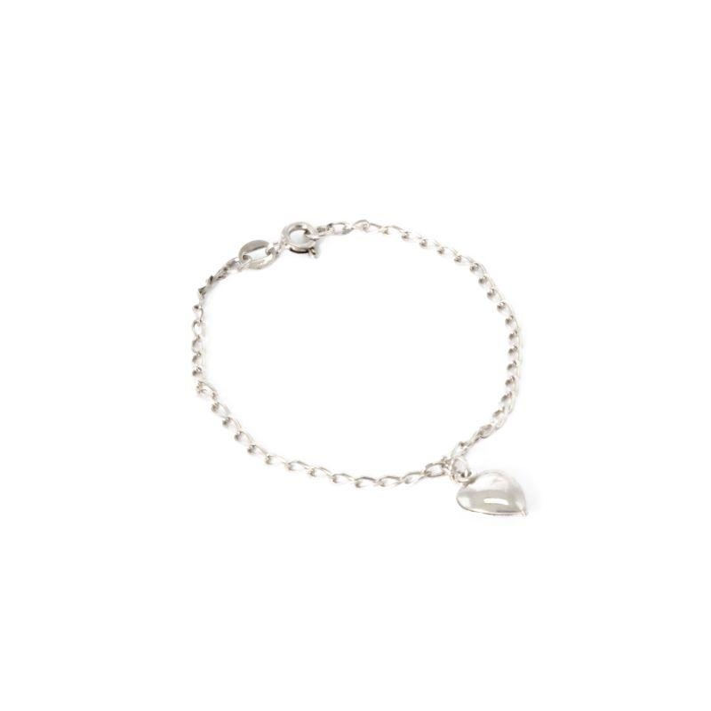 PULSEIRA PÊNDULO CORAÇÃO PRATA 925  14CM