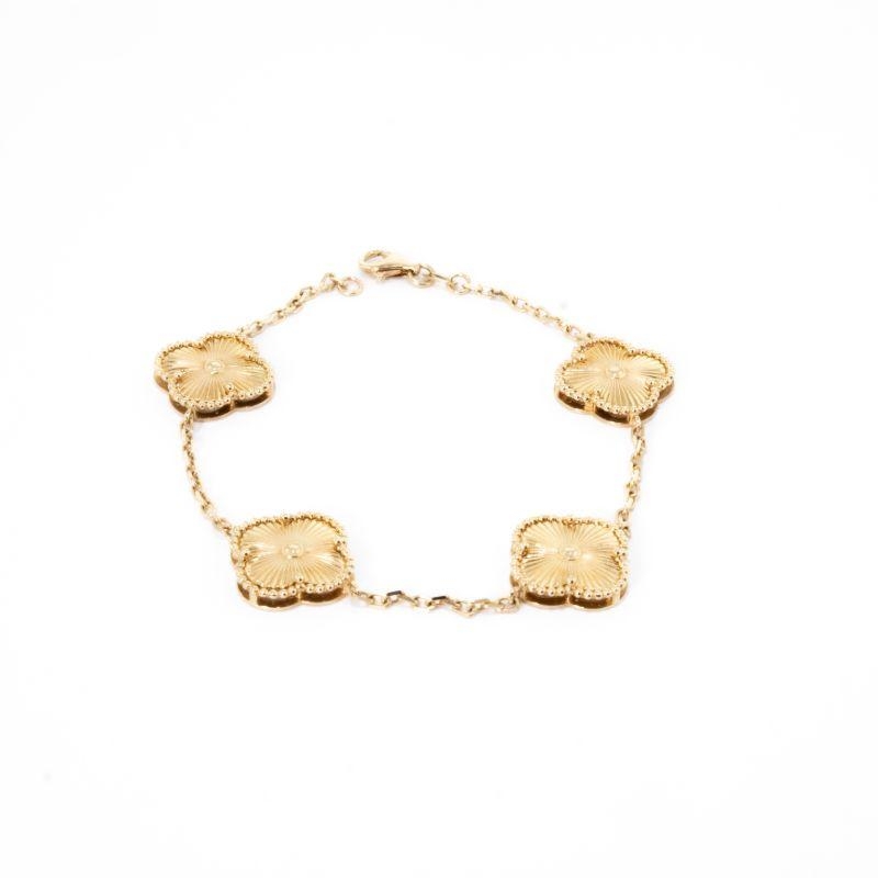 PULSEIRA TREVO LISO 17,5CM OURO 18K