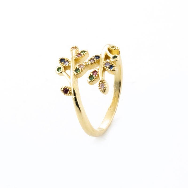 ANEL FOLHAS ZIRCONIAS INTERCALADAS