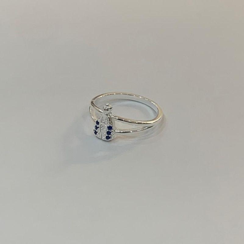 ANEL NOSSA SENHORA CRAVEJADO COM ZIRCONIAS AZUL