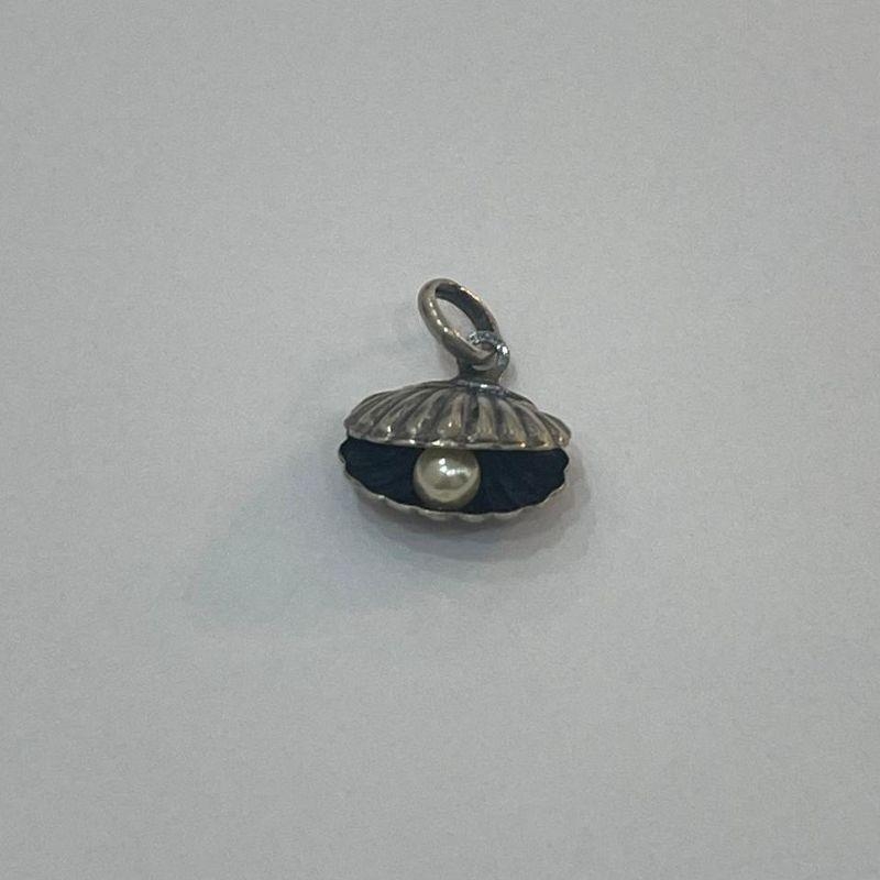 BERLOQUE CONCHA COM PEROLA PRATA ENVELHECIDA 925