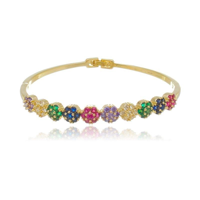 BRACELETE FLOWER COLORFUL OURO AMARELO