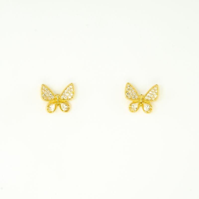 BRINCO BORBOLETA CRAVEJADACOM DOIS PONTOS DE LUZ MAIORES