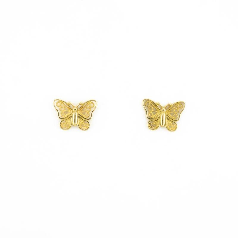 BRINCO BORBOLETA VAZADO M OURO 18K
