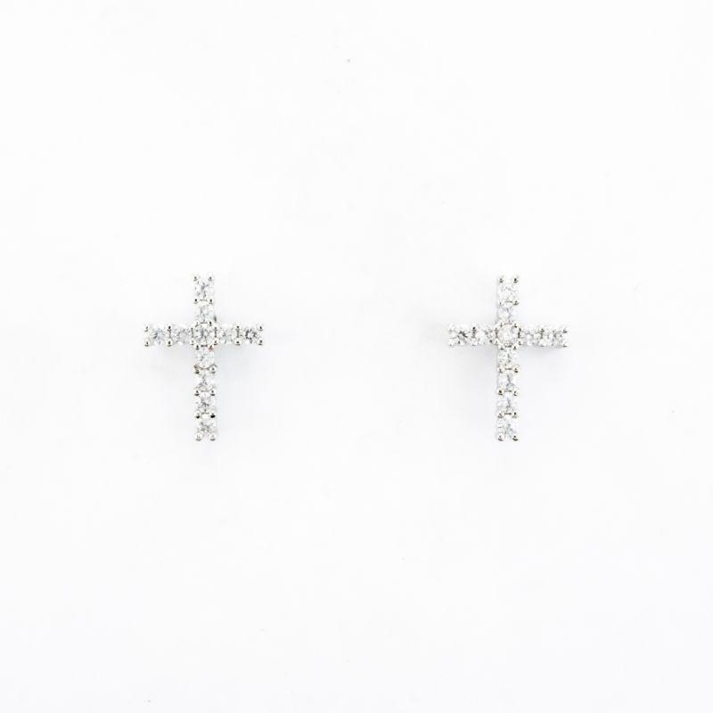 BRINCO CRUZ CRAVEJADA OURO BRANCO