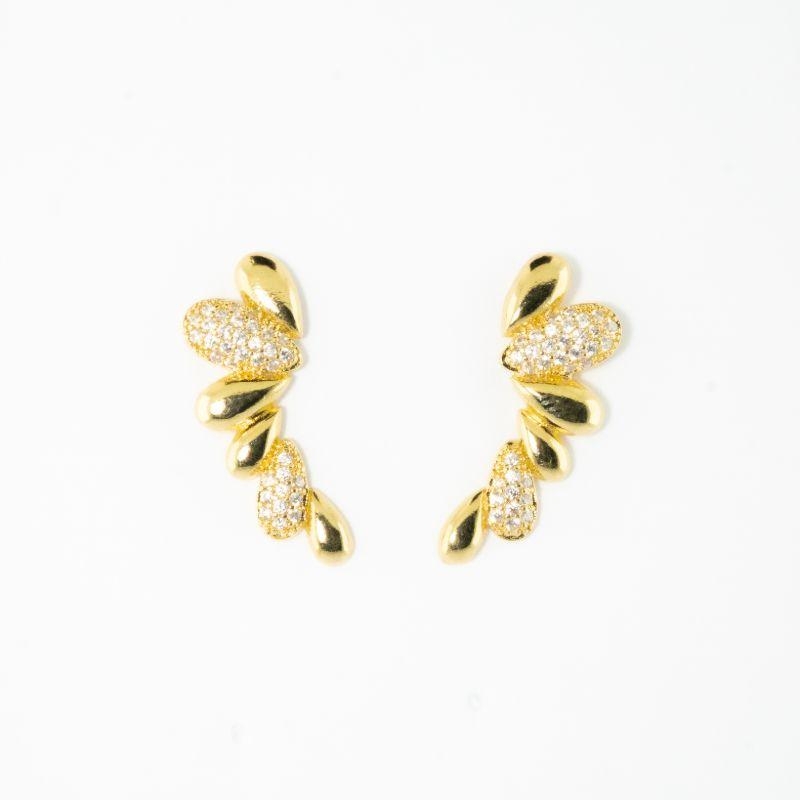BRINCO EARCUFF FOLHAS 2 CRAVEJADAS
