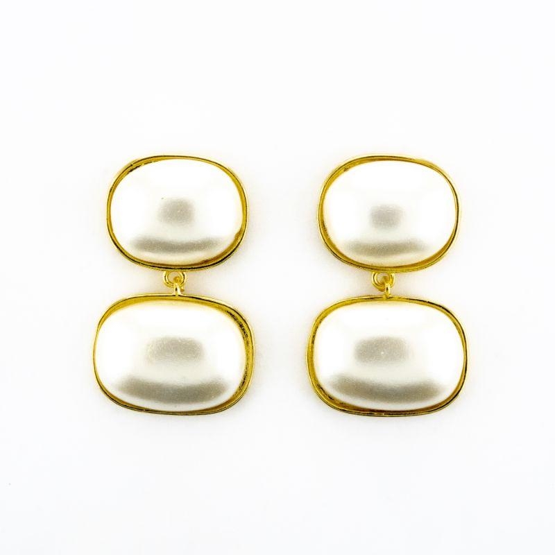 BRINCO PÊNDOLO COM 2 PÉROLAS