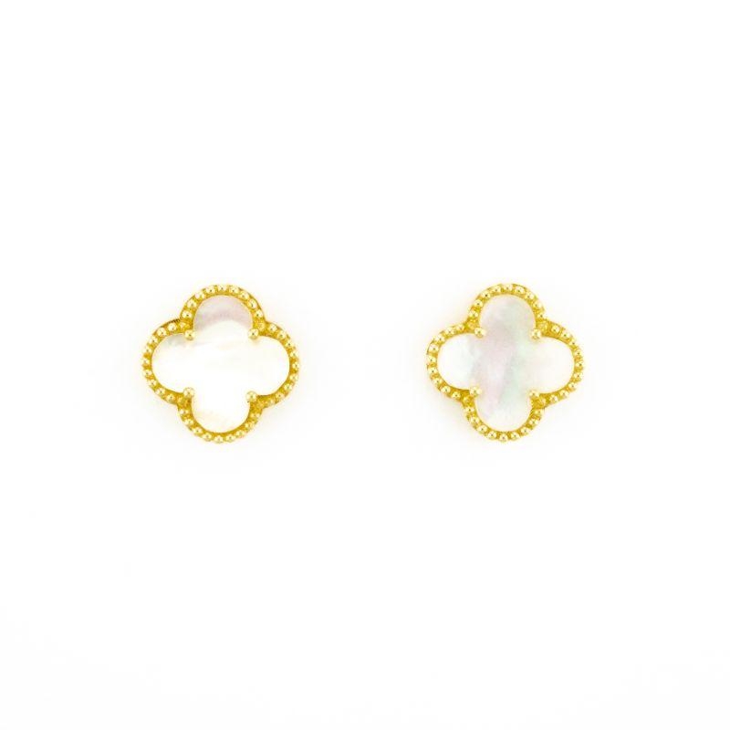 BRINCO TREVO MADREPEROLA G OURO 18K