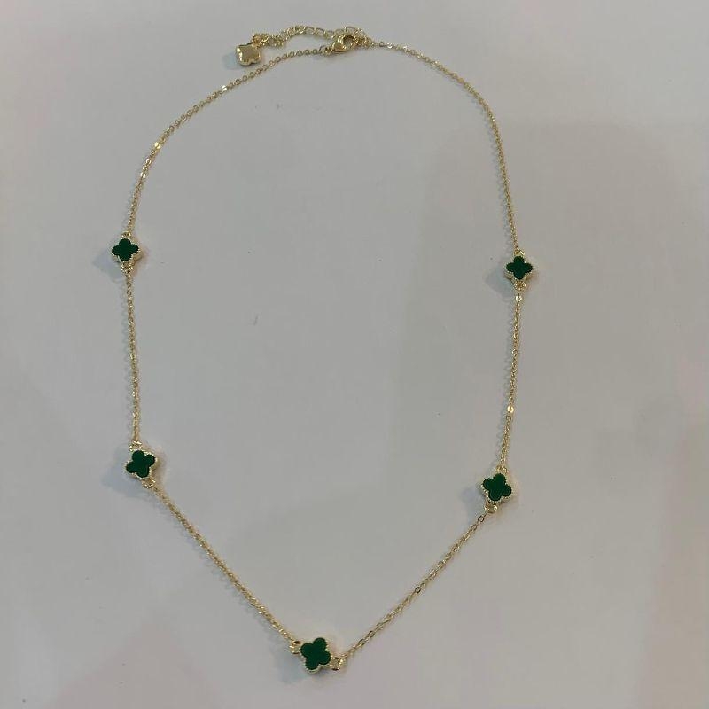 COLAR 5 TREVOS MALAQUITA P