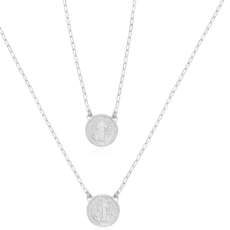 COLAR ESCAPULÀRIO SÃO BENTO NA CARTIER  60CM PRATA 925