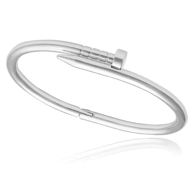 COLAR GARGANTILHA PREGO LISO BANHADO NO OURO BRANCO