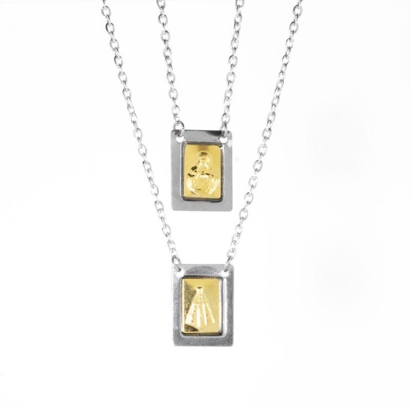 ESCAPULÁRIO NOSSA SENHORA APARECIDA COM DETALHE DOURADO