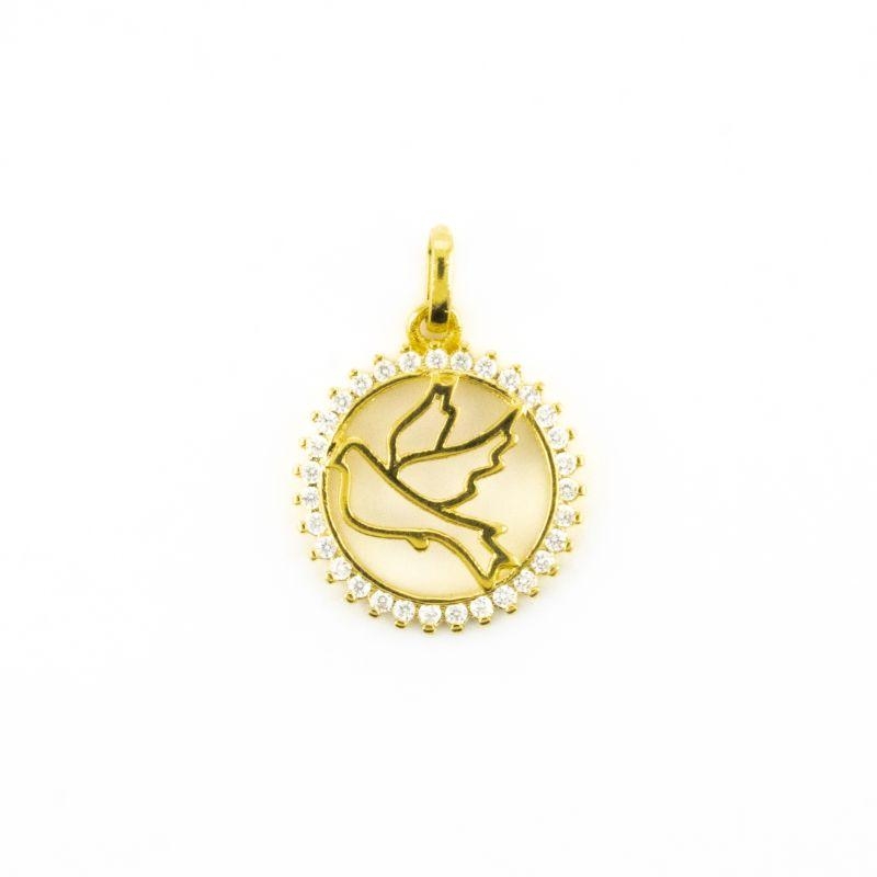 PINGENTE DIVINO ESPIRITO SANTO REDONDO COM ZIRCONIAS