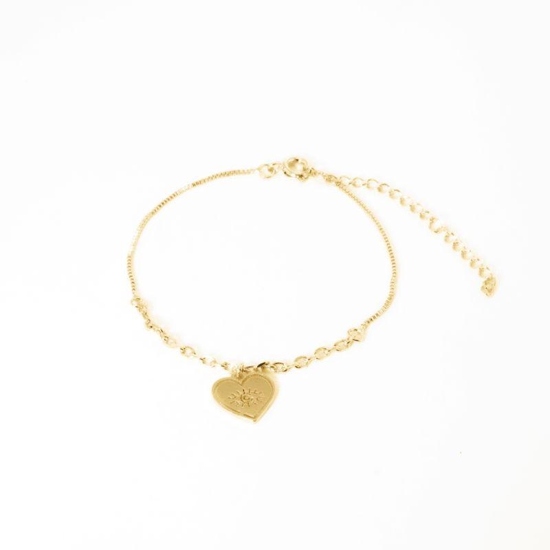 PULSEIRA CORAÇÃO COM OLHO 17CM E 5CM DE EXTENSOR