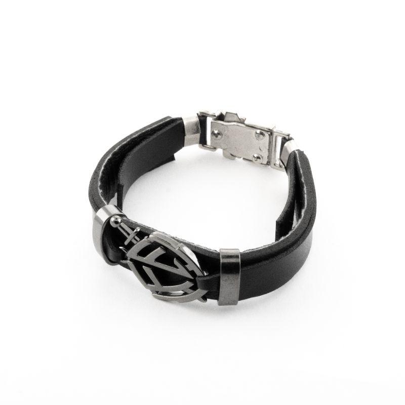 PULSEIRA DE COURO COM ESCUDO FÉ