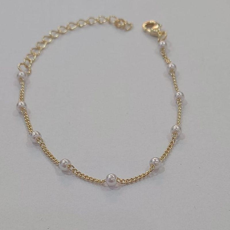 PULSEIRA PÊROLAS INFANTIL 14CM E 5CM DE EXTENSOR