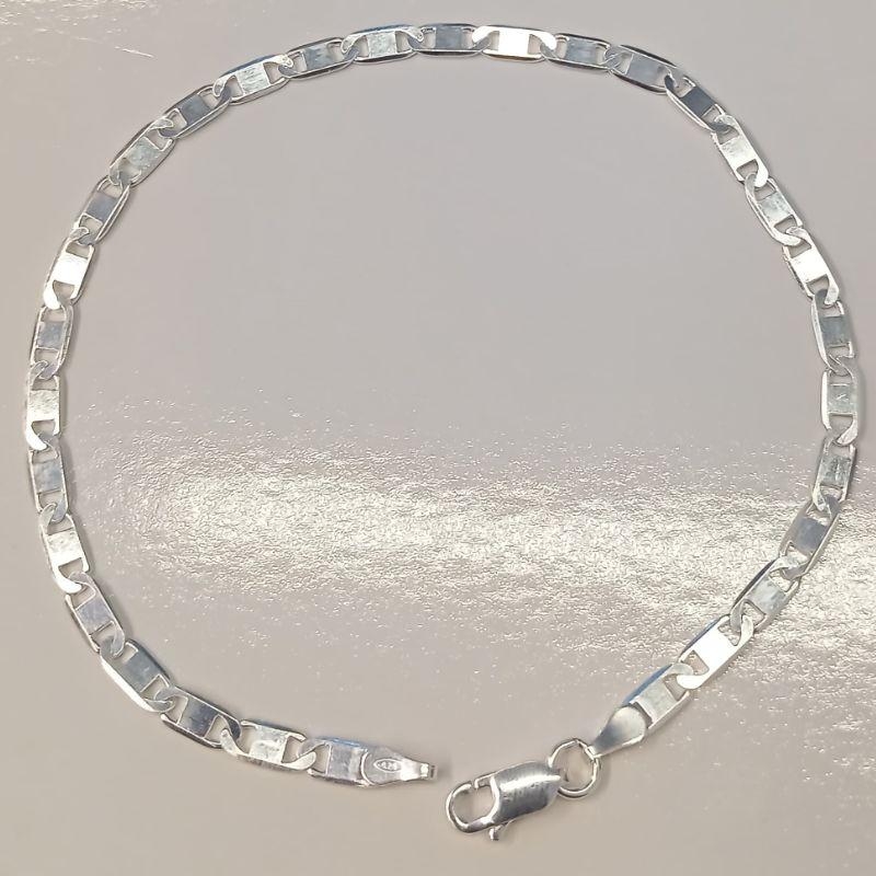 PULSEIRA PIASTRINE 3 MILÍMETROS  21CM PRATA 925