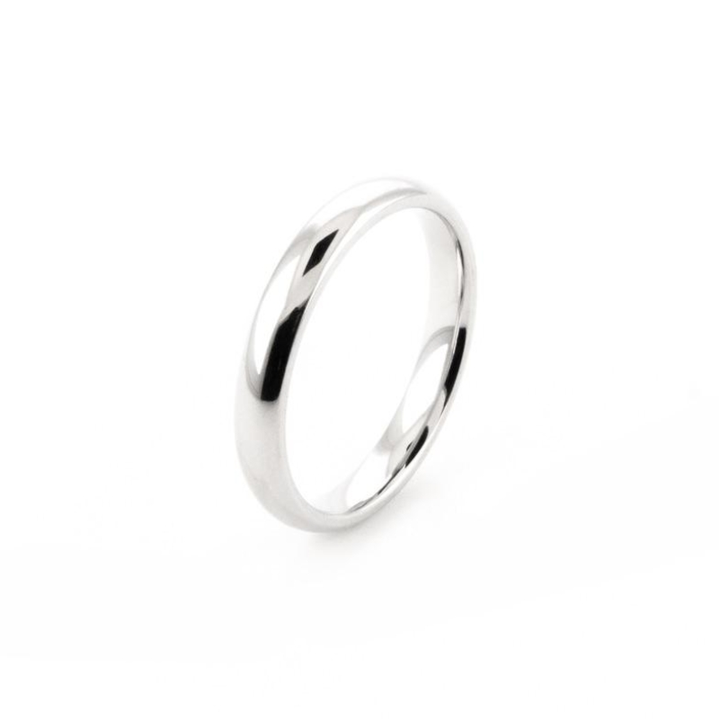 ALIANÇA SEMIJOIA ABAULADA BANHO OURO BRANCO 5MM