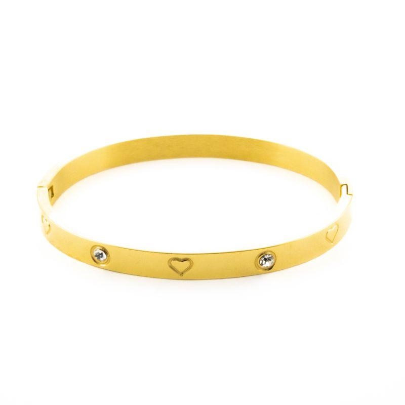 BRACELETE LOVE - CORAÇÕES / PONTO DE LUZ  BANHADO NO OURO AMARELO
