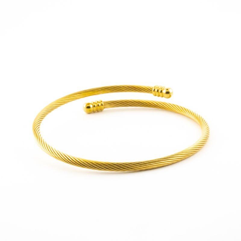 BRACELETE TRANÇADO  BANHADO NO OURO AMARELO