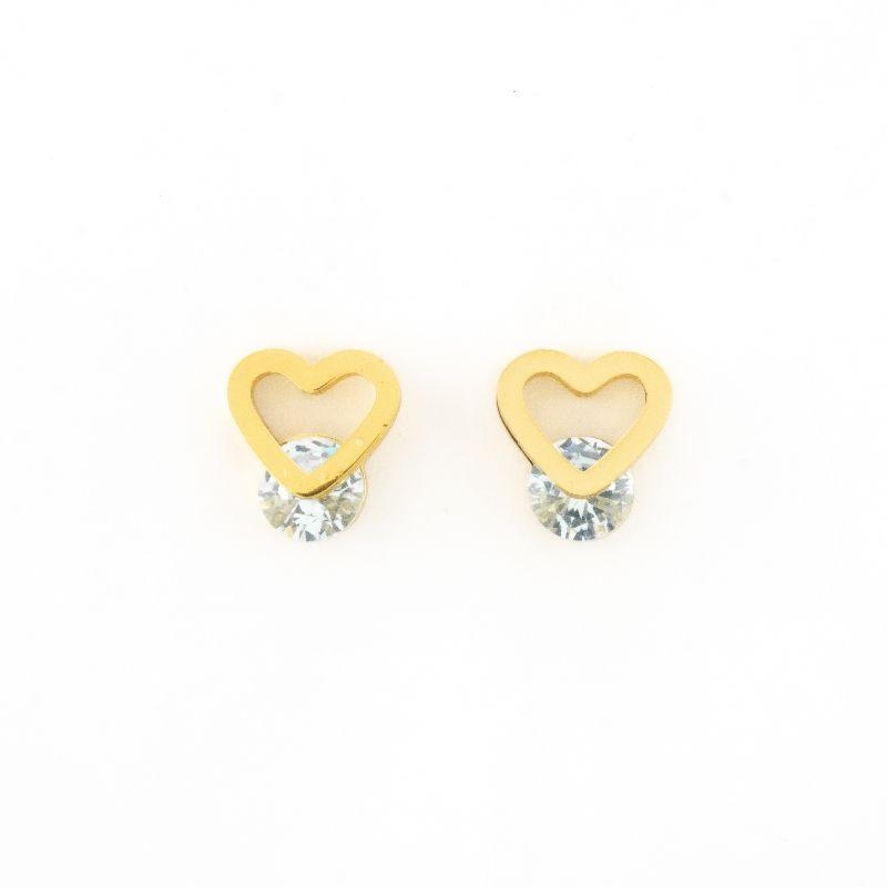 BRINCO CORAÇÃO VAZADO E PONTO DE LUZ SEMIJOIA