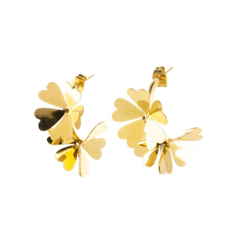 BRINCO FLORES DE CORAÇÃO BANHADO NO OURO AMARELO