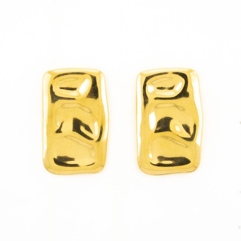 BRINCO ORGÂNICO RETANGULAR BANHADO NO OURO AMARELO