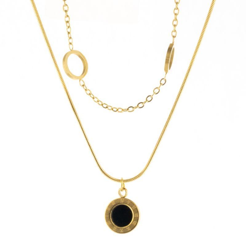 COLAR DUPLO ROMANO  40CM SEMIJOIA