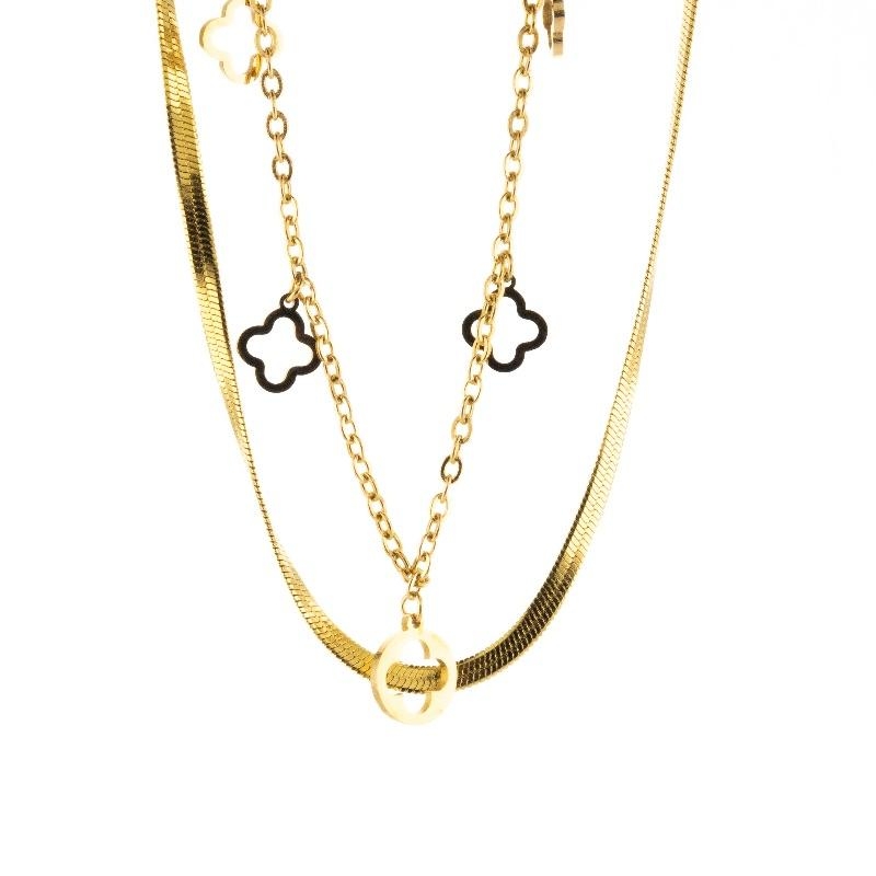 COLAR DUPLO TREVOS SEMIJOIA 45CM