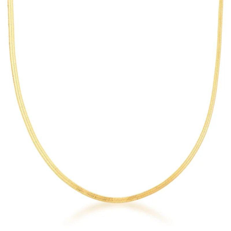 COLAR MALHA LAMINADA FINA 45CM/5CM SEMIJOIA