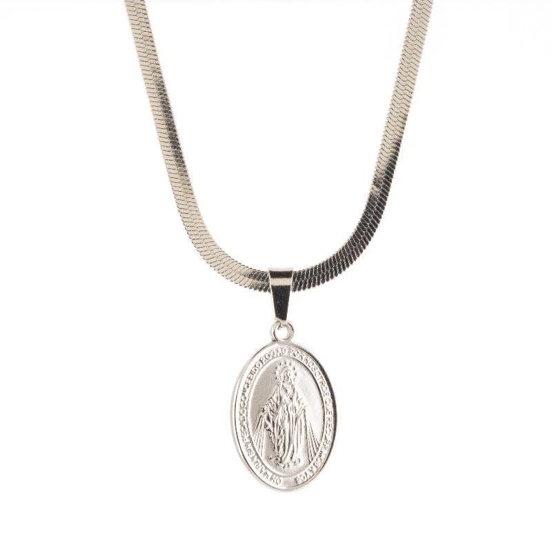 COLAR MALHA SANTA 45CM SEMI OURO BRANCO